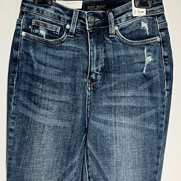 NWT Judy Blue Dark and Twisty Tummy Control Dark Wash Skinny Jeans Sz 25 - Picture 6 of 9